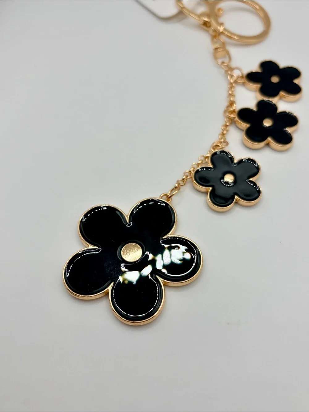 Beautiful Gold and Black Flower Keychain/Bag Charm - Women Accessories